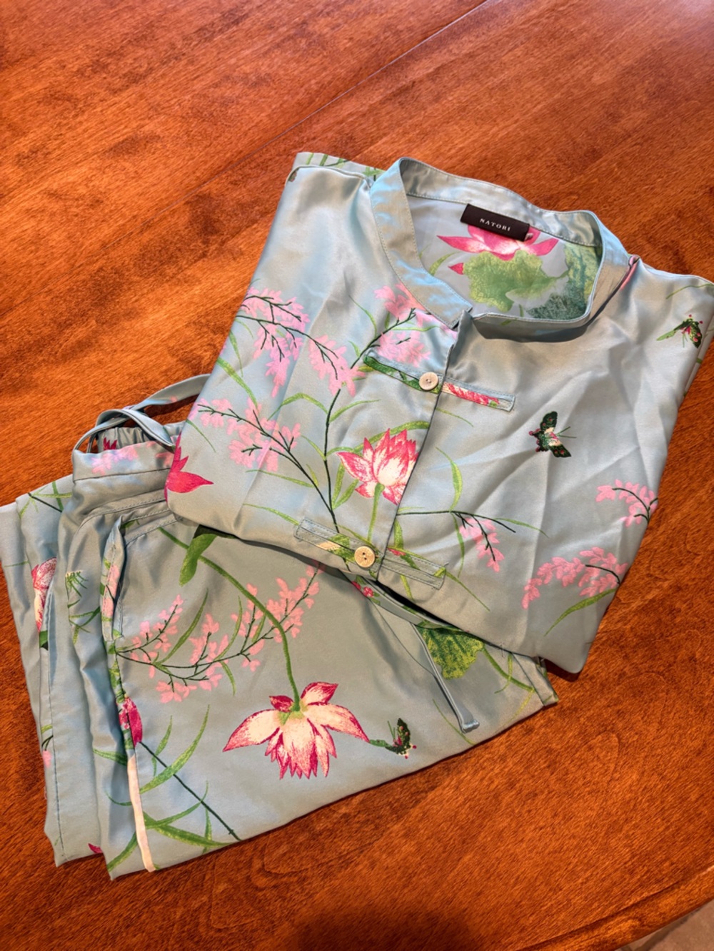 Natori Light Blue Floral Women Pajama Set By Natori - Picture 5 of 5